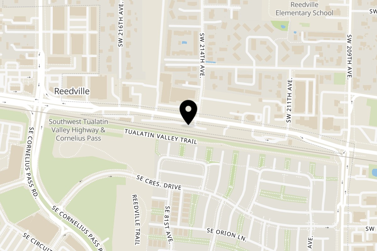 Map showing the location of Tacos El Patron Beaverton on 21460 SW Tualatin Valley Hwy in Beaverton